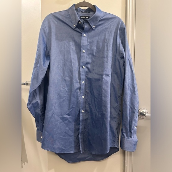 Lands End Button Down Shirt Mens 16-36 Tall Supima Cotton Traditional Fit Blue - Picture 1 of 9